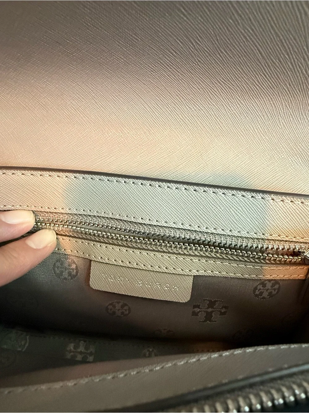 Tory‎ Burch Emerson Combo Crossbody Bag Gray Heron Leather Purse NWT